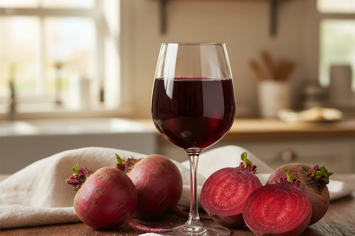 Raw beet sugar mounded in a cream linen cloth on a walnut surface beside a glass fermentation jar
